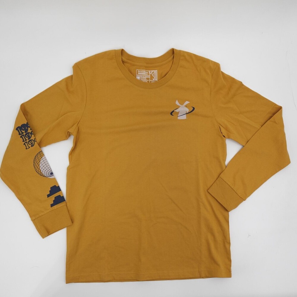 Dutch Bros Coffee T-Shirt Womens Large Yellow Graphic Long Sleeve A Better World